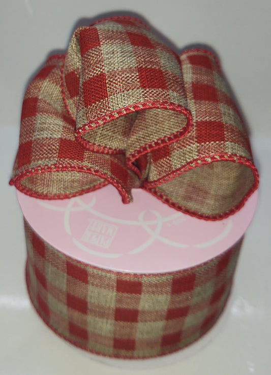 Red Patty Wired Edge Gingham Ribbon