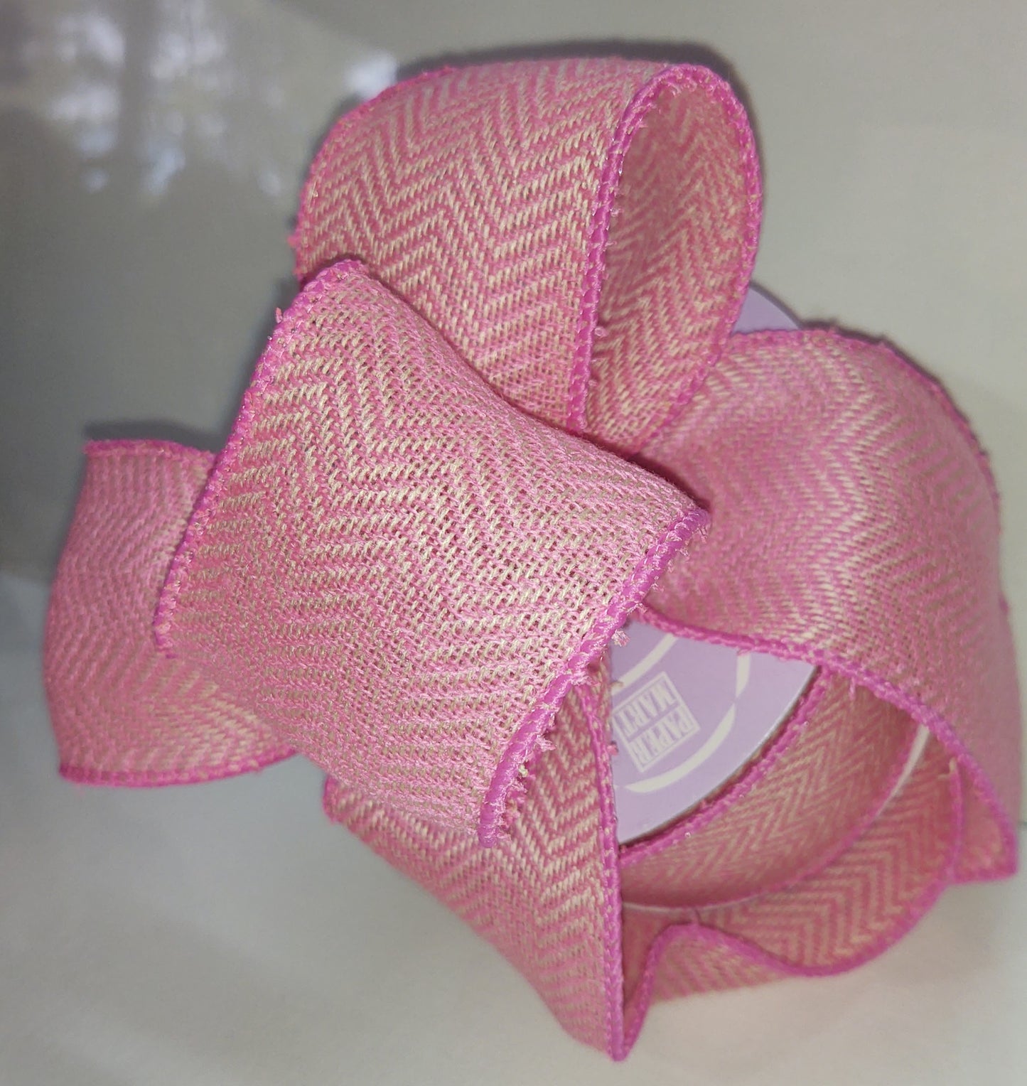 Pink Hana Herringbone Wired Ribbon