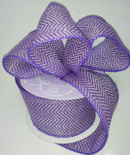 Purple Hana Herringbone Wired Ribbon