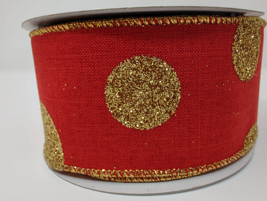 Red Ribbon with Gold Dots