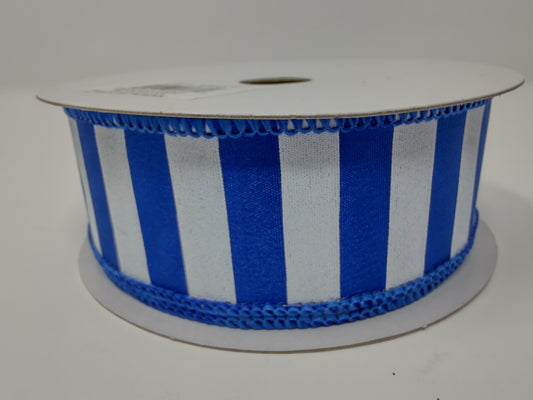 Royal Blue Medium Horizontal Stripe Wired Ribbon